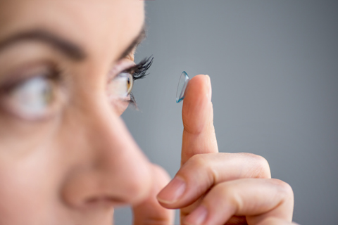 Women using contact lens